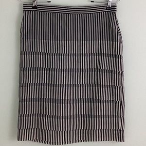 Anthropologie Eva Franco Black and Silver Stripe Tired Skirt